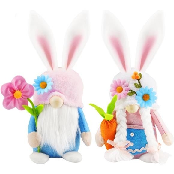 Other - Easter Bunny Gnomes Plush Decor Spring Pink Rabbit Decorations for Home 2 Pack